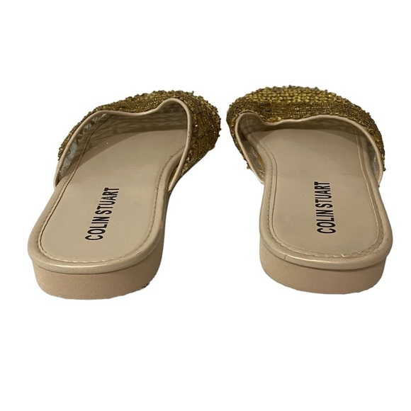 COLIN STEWART - SIZE 7 - RICH GOLD TONE MESH & SEQUINS -SLIP ON SLIDES SLIPPERS7 - Picture 8 of 11